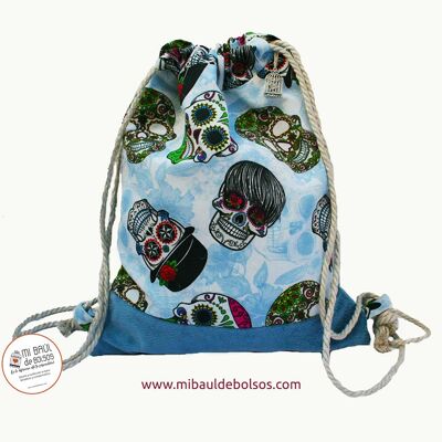 Mochila “Calaveras Mexicanas” azul