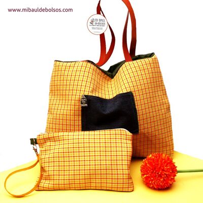 2-in-1 yellow checkered bag