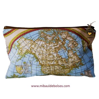 Blue “World Map” toiletry bag