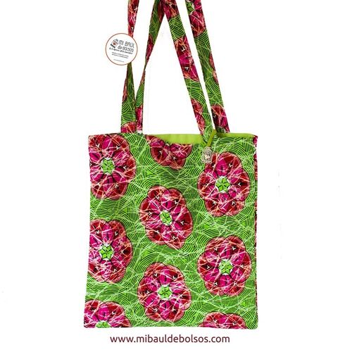 Buy wholesale Tote Bag African fabric Mozambique green