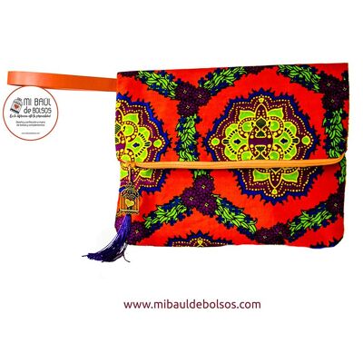 Cartera de mano tela africana "Mandalas"