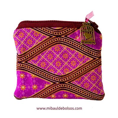 Maroon Japanese fabric purse «Mizugi»