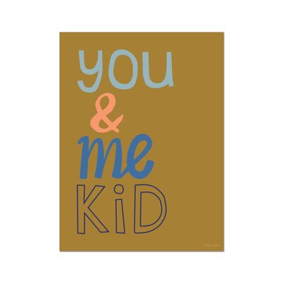You & Me Kid Art Print - Olive - A4 Portrait - No Frame