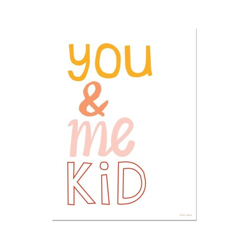 You & Me Kid Art Print - White - A4 Portrait - No Frame