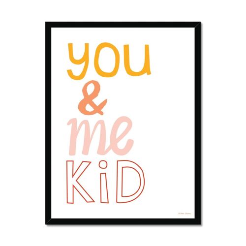 You & Me Kid Art Print - White - A4 Portrait - Black Frame