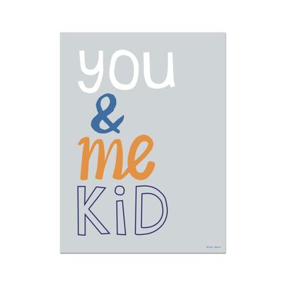 You & Me Kid Art Print - Blue - A4 Portrait - No Frame