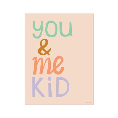 You & Me Kid Art Print - Pink - A4 Portrait - No Frame