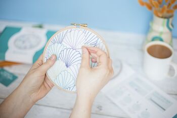 Paquet de tissu de motif de broderie de coquillages Art déco, kit de bricolage 4