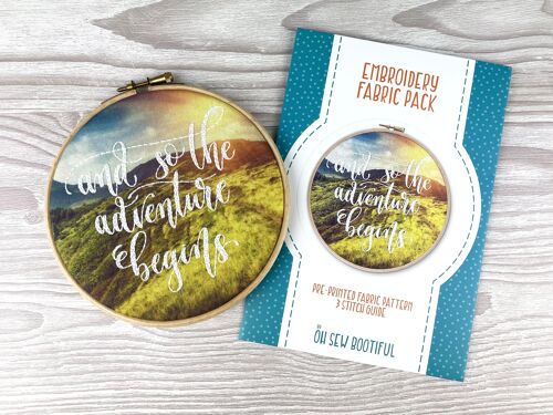 Adventure Begins Embroidery Pattern Fabric Pack, Craft DIY Sewing Kit
