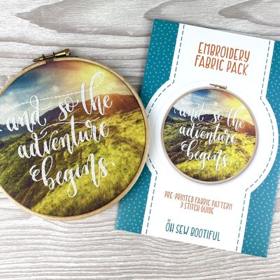 Adventure Begins Embroidery Pattern Fabric Pack, Craft DIY Sewing Kit