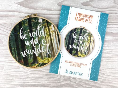 Wild and Wander Embroidery Pattern Fabric Pack, Craft DIY Sewing Kit