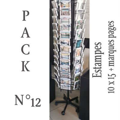 Pack 12: postales + marcapáginas estampados japoneses x15 + expositor 6 caras