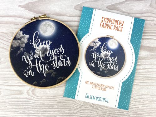Keep your eyes on the stars, Embroidery Pattern Fabric Pack, Craft DIY Sewing Kit
