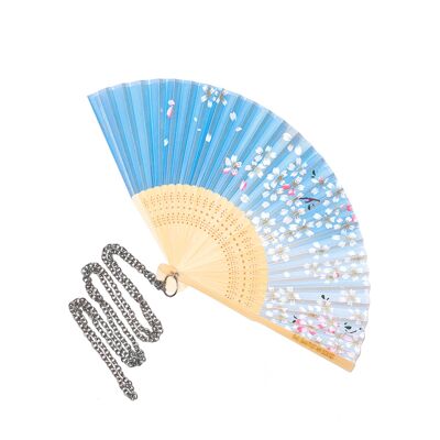 BLUE HAND FAN ON A CHAIN