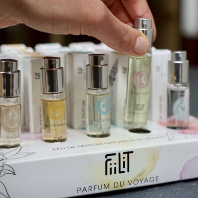 Display de los 5 perfumes más vendidos 11mL y sus testers