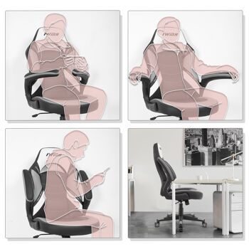IWMH Drivo Gaming Racing Chair Cuir avec repose-mains pivotant 3D GRIS 7