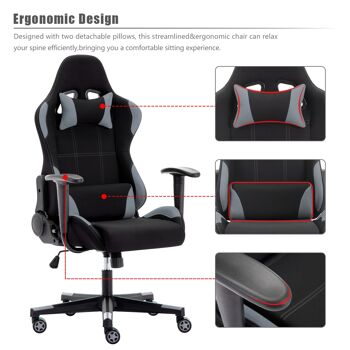 IWMH Indy Gaming Racing Chair Tissu GRIS 6