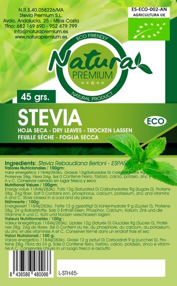 Feuille sèche de Stevia - 45 g. 2