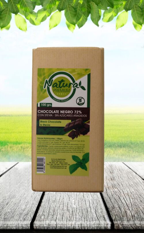 Stevia Chocolate Negro 72% (100 grs.)