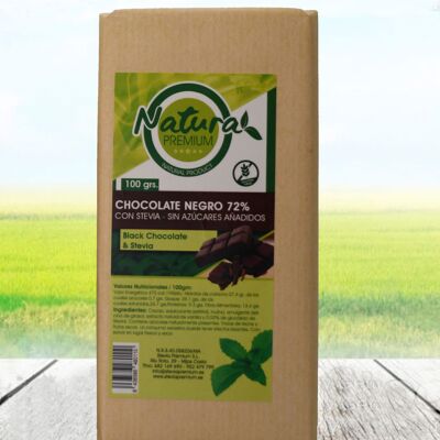 Stevia Dunkle Schokolade 72% (100 gr.)