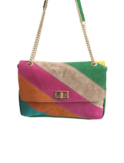 Alexia Sac bandoulière en cuir rainbow bag medium , leather bag , sac à main , maroquinerie - Beige
