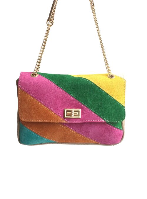 Alexia Sac bandoulière en cuir rainbow bag medium , leather bag , sac à main , maroquinerie - Vert