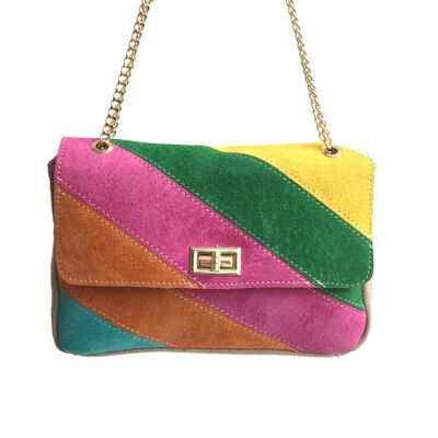 Alexia Sac bandoulière en cuir rainbow bag medium , leather bag , sac à main , maroquinerie - Vert