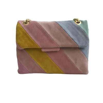 Sac bandoulière en cuir rainbow bag medium , leather bag , sac à main , maroquinerie - Velours pastel