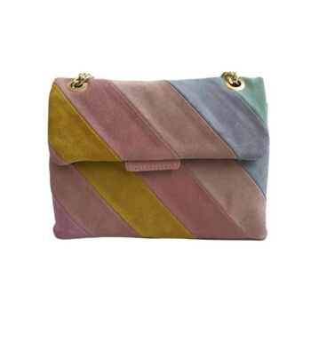 Sac bandoulière en cuir rainbow bag medium , leather bag , sac à main , maroquinerie - Velours pastel 1