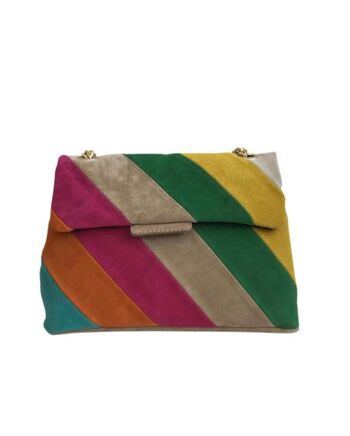 Sac bandoulière en cuir rainbow bag medium , leather bag , sac à main , maroquinerie - Velours pastel 2