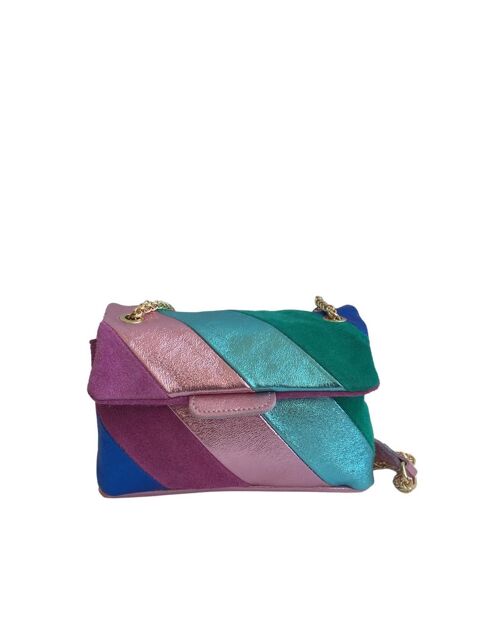 Sac bandoulière en cuir rainbow bag petit format , leather bag , sac à main , maroquinerie - Magenta