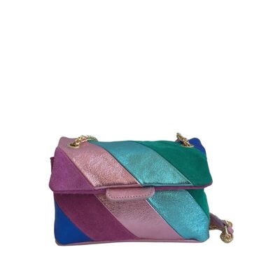 Sac bandoulière en cuir rainbow bag petit format , leather bag , sac à main , maroquinerie - Magenta