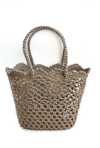 Panier tressé taille L  , Sac rafia , sac hobo , sac paille - Taupe 1