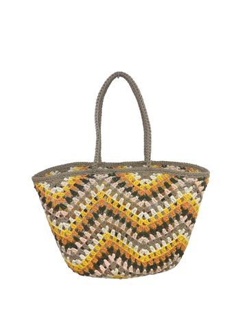 Panier tressé taille L  , Sac rafia , sac hobo , sac paille - Taupe yellow 1