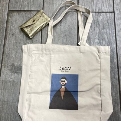 Grand Tote bag cotton , sac en toile, cabas , sac en coton, sac fourre-tout, sac à langer, tote gift, sac yoga, sac à main - Leon Jean reno