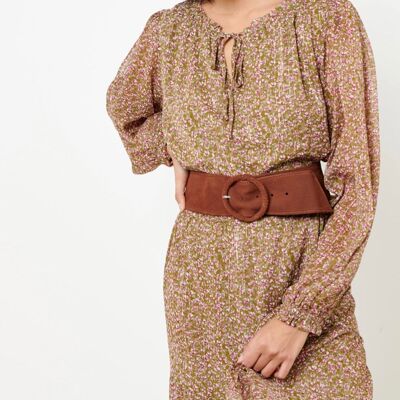 Ceinture oversize pour robe en cuir - Camel brown