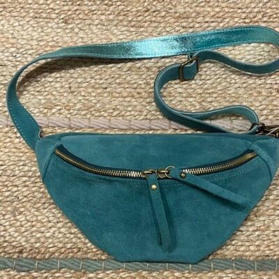 Banane bumbag en cuir - Bleu canard