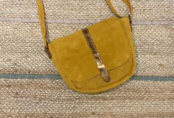Sac bandoulière en cuir , petit porté bandoulière   , leather bag , sac à main , maroquinerie - Jaune yellow 1