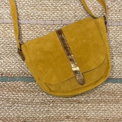 Sac bandoulière en cuir , petit porté bandoulière   , leather bag , sac à main , maroquinerie - Jaune yellow