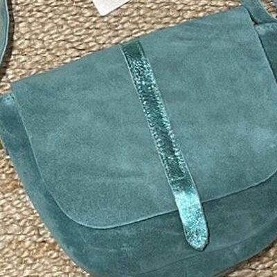 Sac bandoulière en cuir , petit porté bandoulière   , leather bag , sac à main , maroquinerie - Verre d eau green