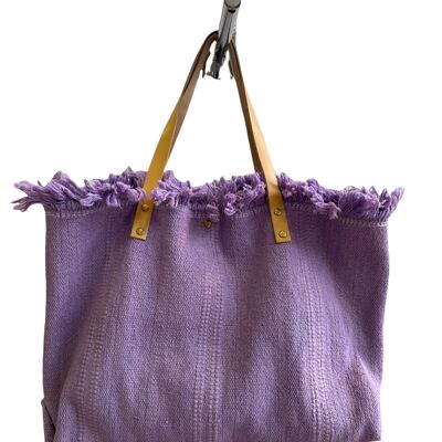 Sac bohème uni Sac de plage , cabas été , sac paille - Lilac