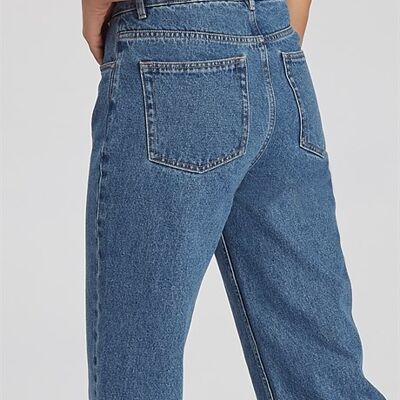 CARLA - Wide Leg Fit Denim Jeans Dress - Mid Blue