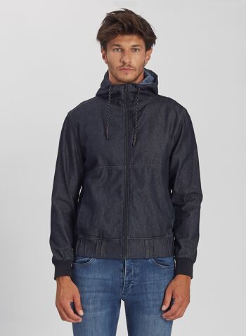 Veste en jean à capuche FRODO - Bleu foncé 1