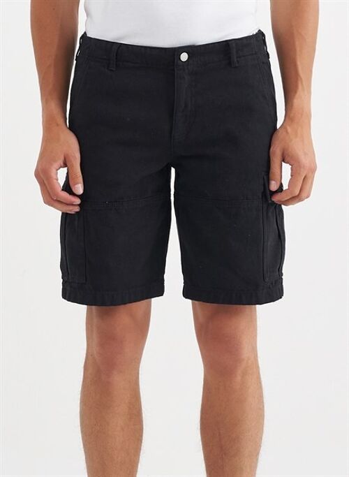 FABIO - Cargo Canvas Shorts - Black