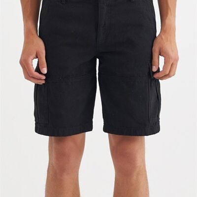 FABIO - Short cargo en toile - Noir