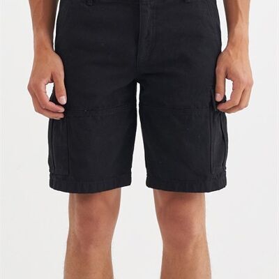 FABIO - Pantalones cortos de lona cargo - Negro
