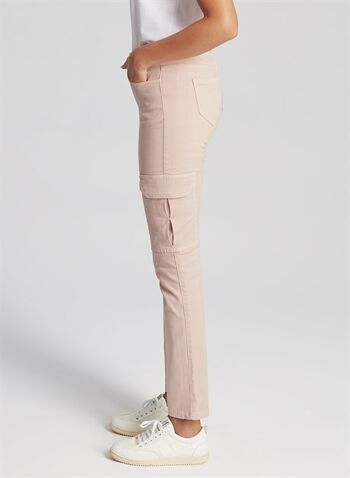 MINA - Pantalon Slim Fit en sergé flammé avec poche cargo - Vieux Rose 2