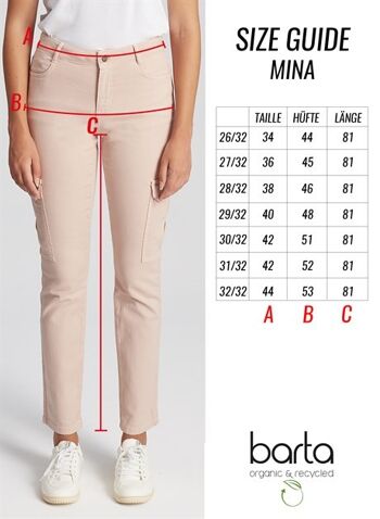 MINA - Pantalon Slim Fit en sergé flammé avec poche cargo - Vieux Rose 5