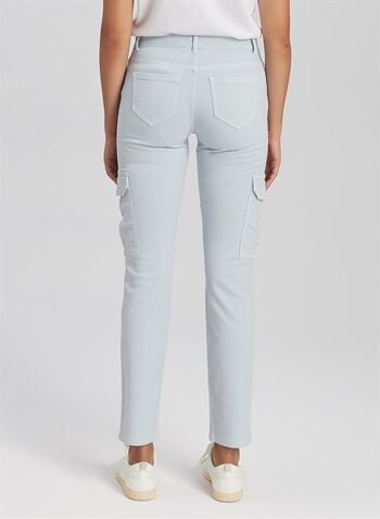 MINA - Pantalon Slim Fit en sergé flammé avec poche cargo - Blue Dream 3