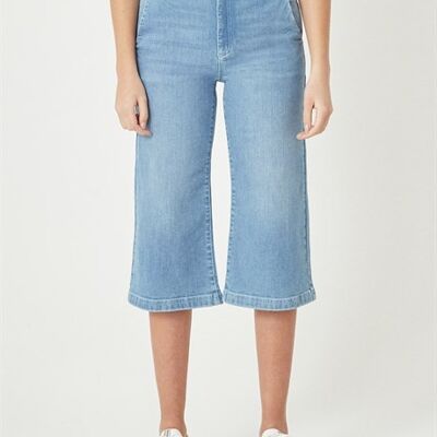 TERA - Pantaloni Jeans Denim Crop Fit - Azzurro
